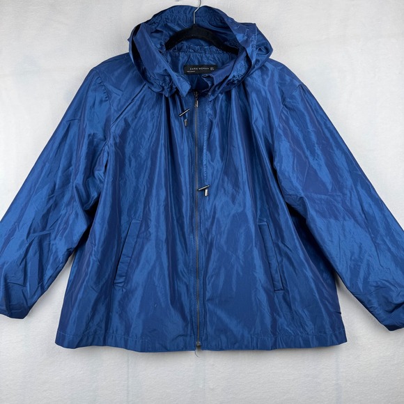 Zara Jackets & Blazers - Zara‎ Woman Blue Hooded Lightweight Rain Jacket Anorak Size S 2039/849/400